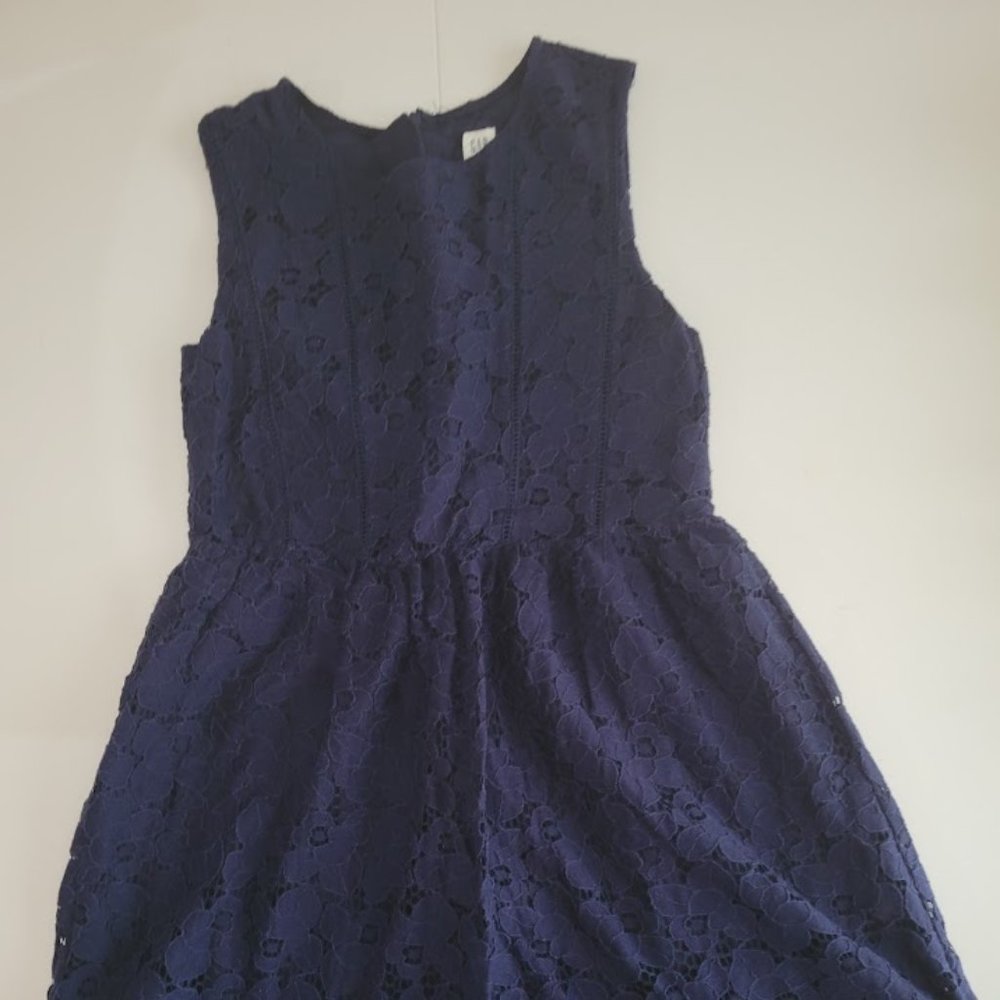 Gap Kids Dark Blue Eyelet Dress, Size XL - PRE OWNED